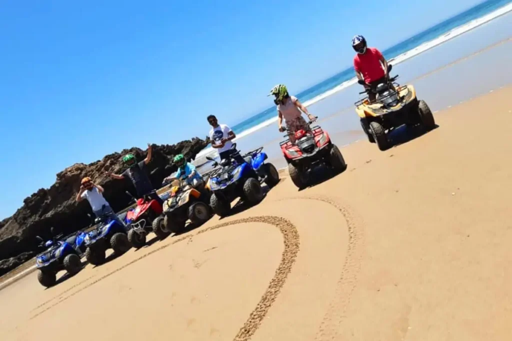 Quad Agadir ride with a group exploring the coastline