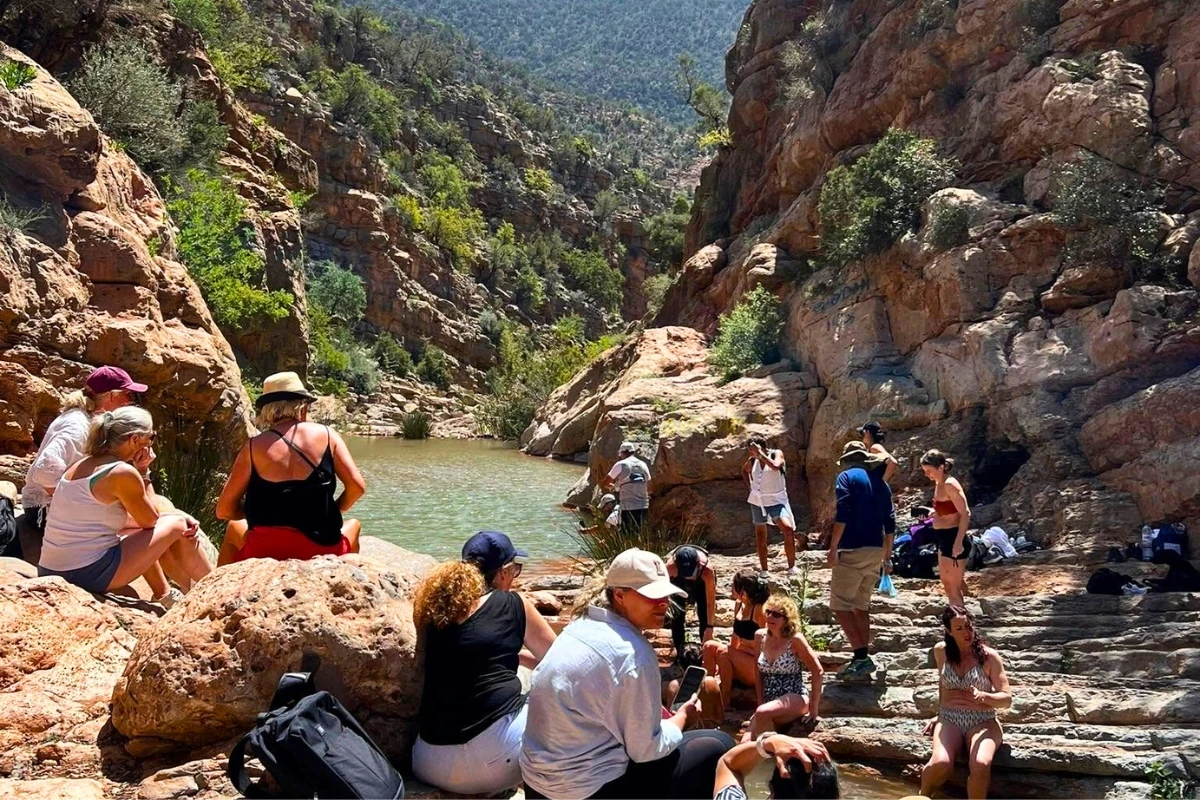 Visitors relaxing and exploring Paradise Valley Agadir