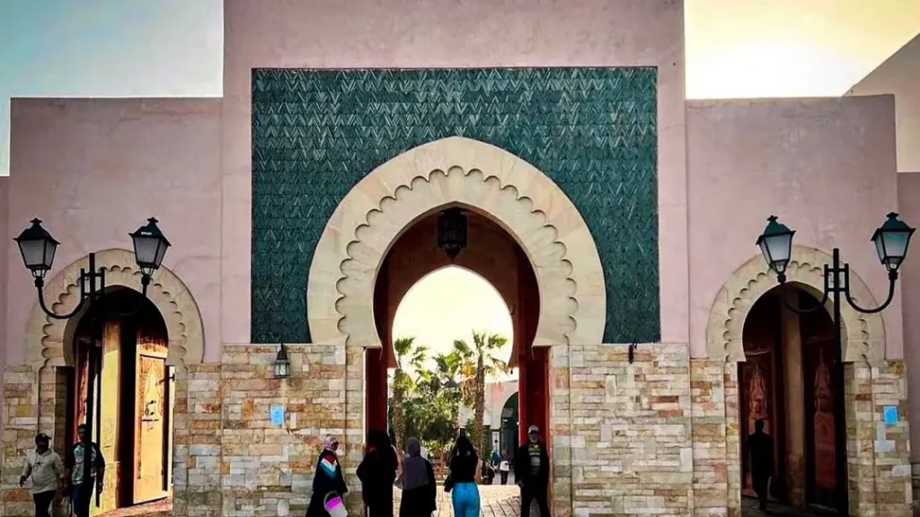 Entrance of Souk El Had, the main market for shopping in Agadir Morocco