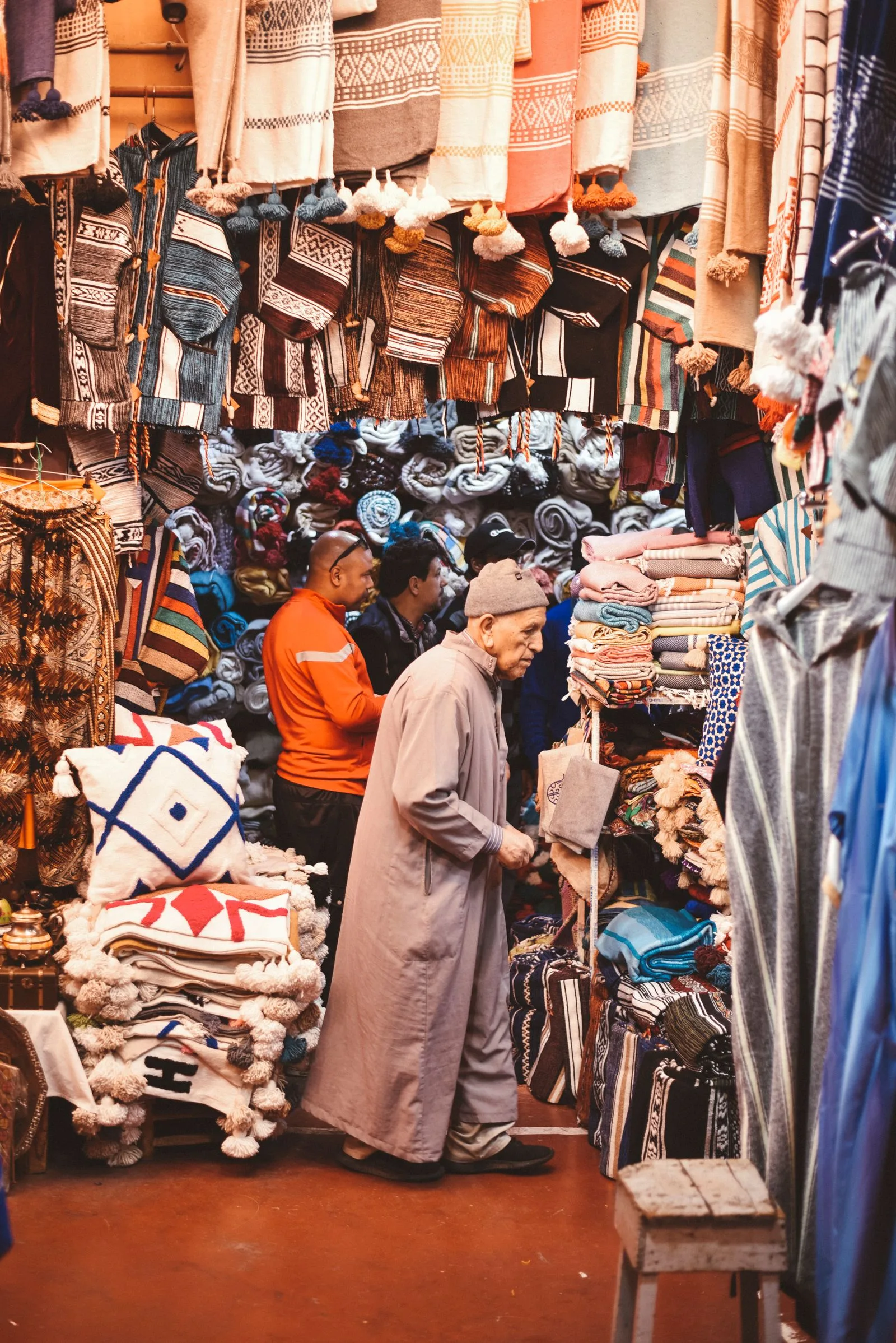 Souk El Had Agadir textile market stalls