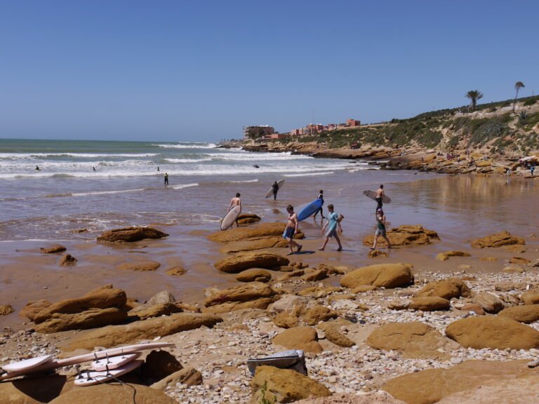 Taghazout surf village beach panorama - day trip from Agadir